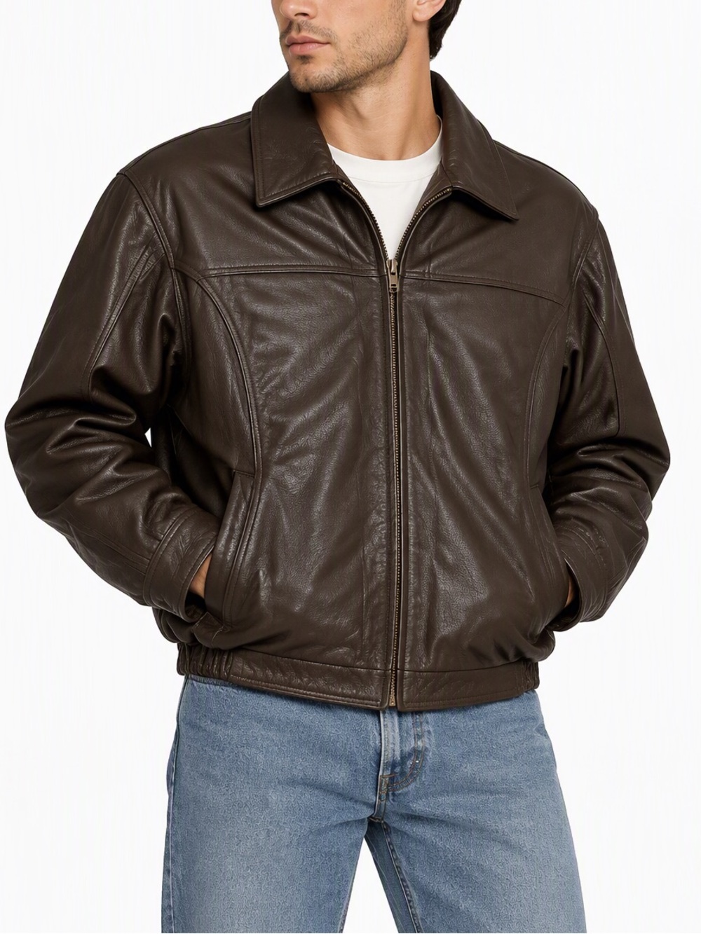 Men's Vintage Wilsons Leather Bomber Jacket XXL Thinsulate Lined Brown Tweed